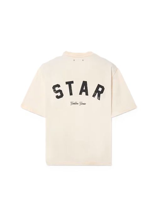 Golden Goose T-shirt Unisex Star in cotone bianco vintage con stampa nera sul retro Golden Goose | GUP01873P00241811616